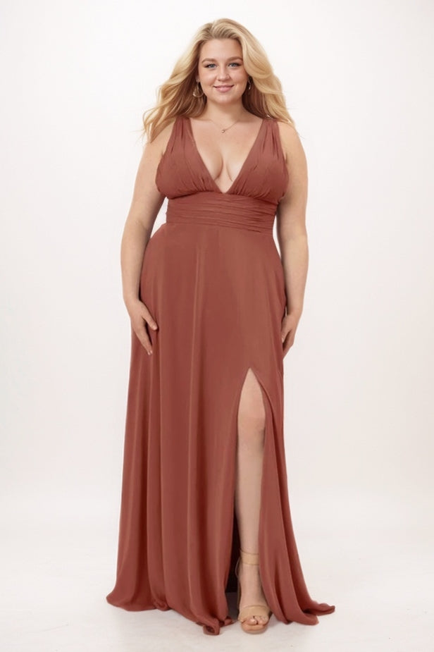 A-Line Maxi Chiffon Bridesmaid Dress CB0750