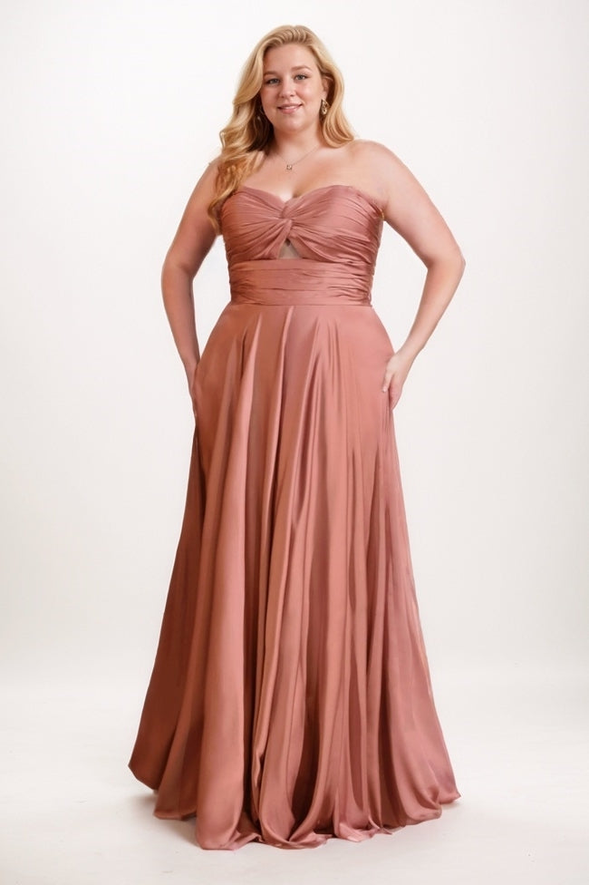 A-Line Maxi Satin Bridesmaid Dress CB0755