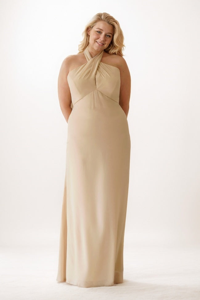 Sheath-Column Maxi Chiffon Bridesmaid Dress CB0756