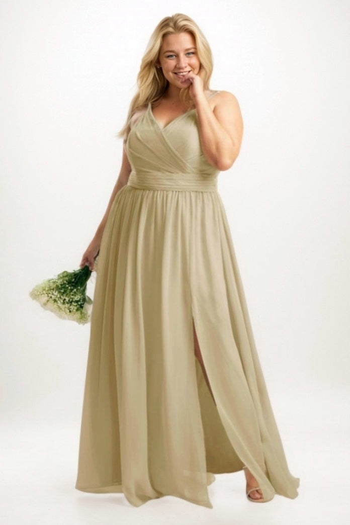 A-Line Maxi Chiffon Bridesmaid Dress CB0757