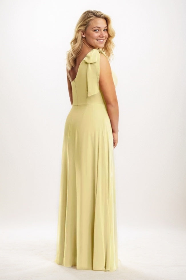 Sheath-Column Maxi Chiffon Bridesmaid Dress CB0758