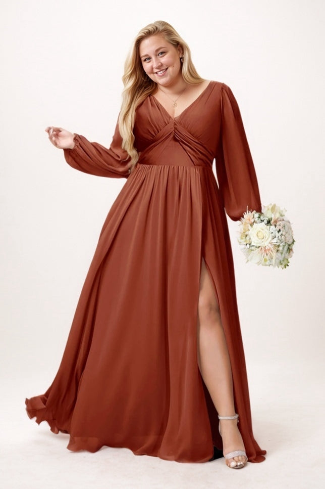 A-Line Maxi Chiffon Bridesmaid Dress CB0780