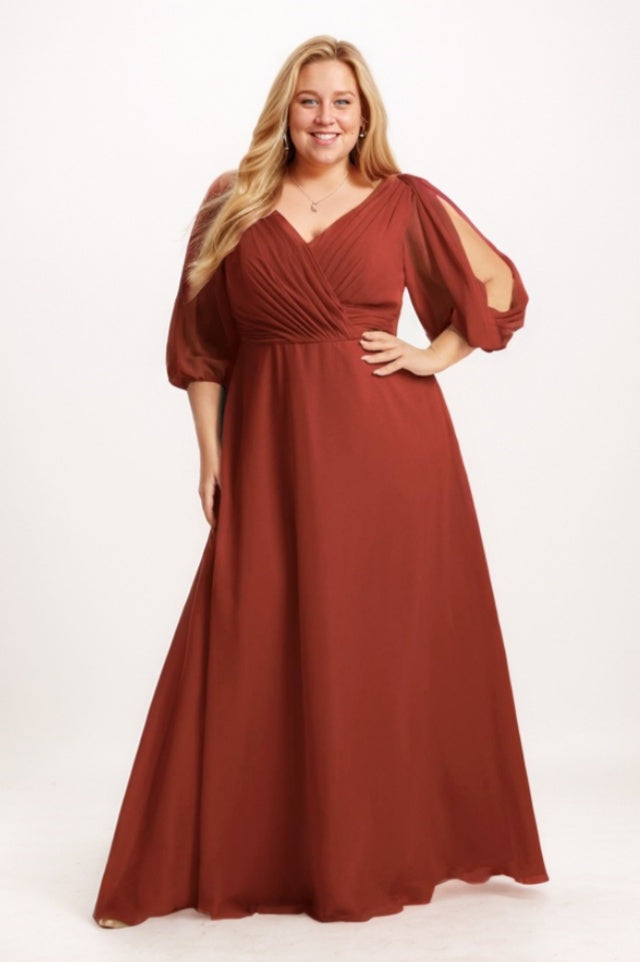 A-Line Maxi Chiffon Bridesmaid Dress CB0782