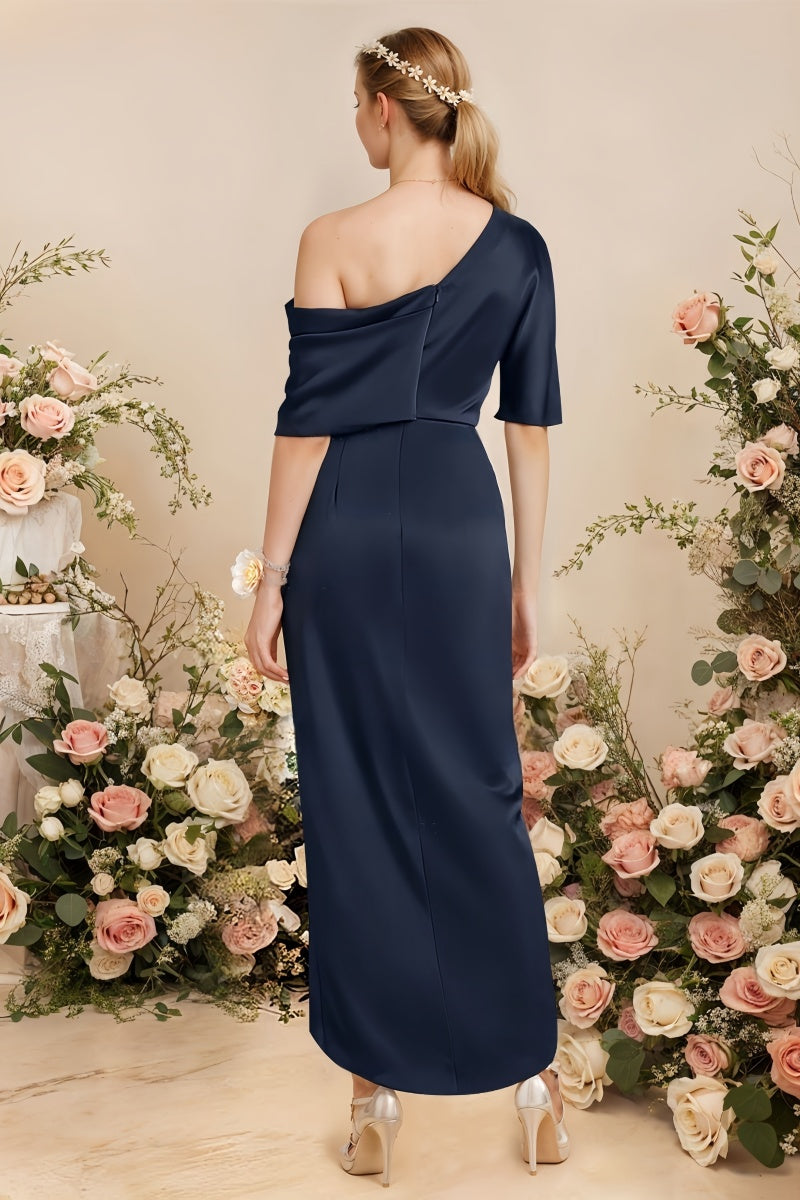 Sheath Bridesmaid Dress with Ruffles Ankle Length CB0805