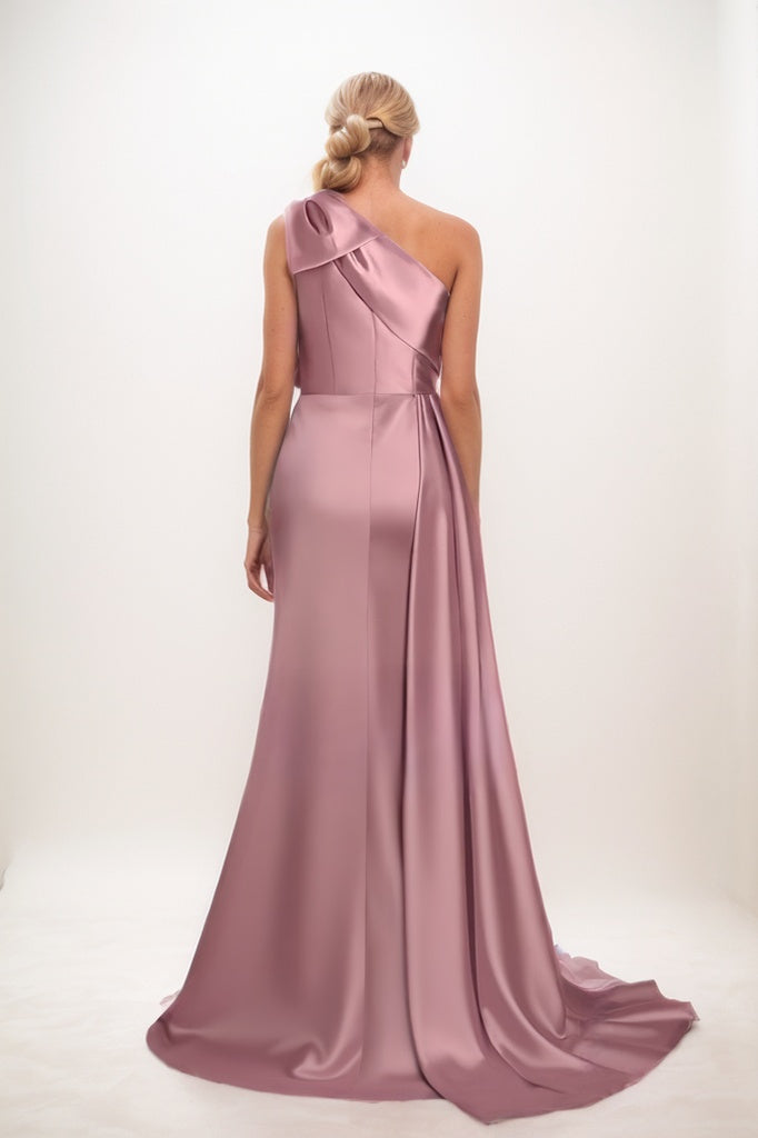 One Shoulder Sheath Bridesmaid Dress with Bowknot CB0810