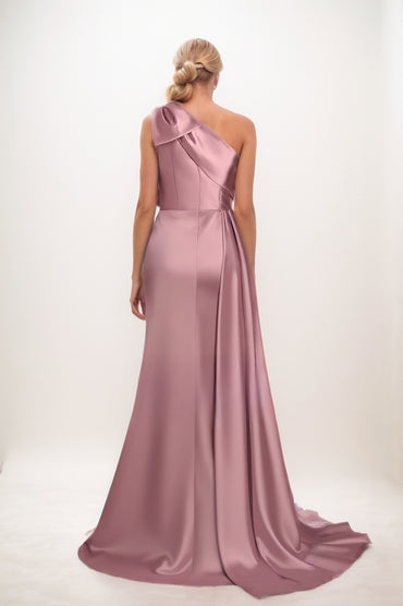 One Shoulder Sheath Bridesmaid Dress with Bowknot CB0810