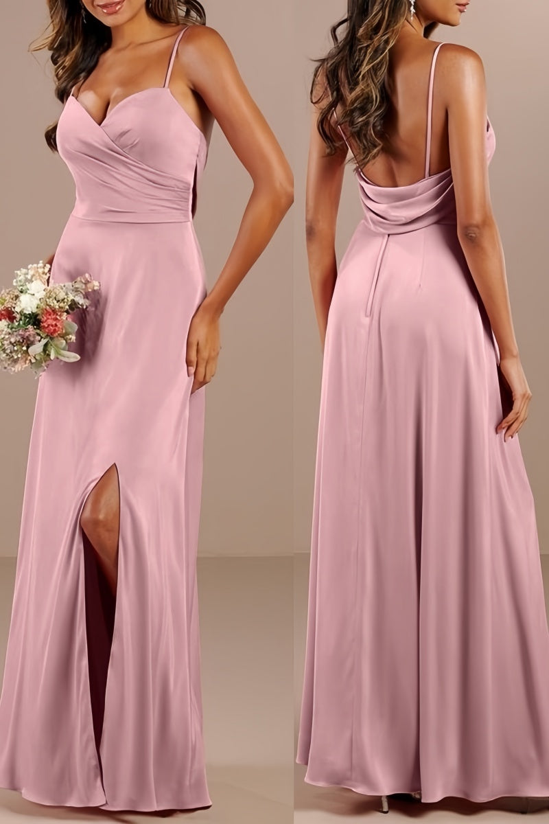 V-Neck Sleeveless Sheath Bridesmaid Dress with Split CB0811