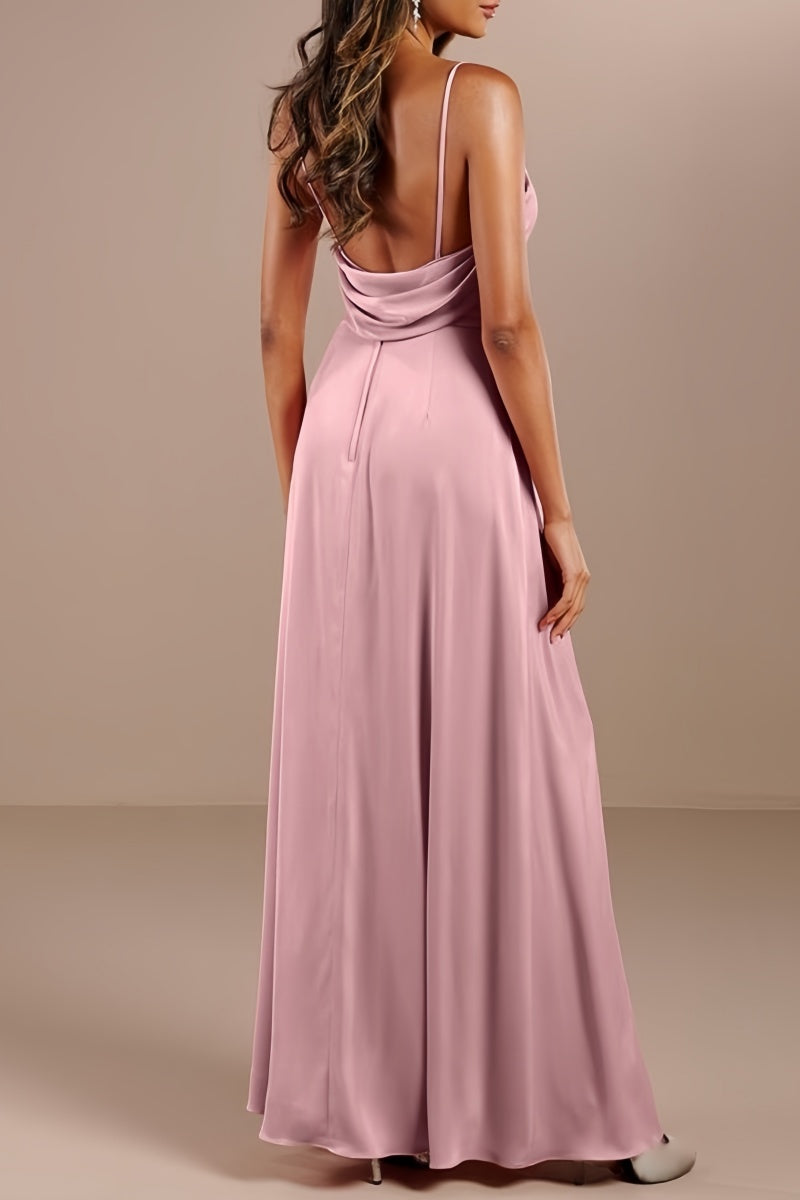 V-Neck Sleeveless Sheath Bridesmaid Dress with Split CB0811