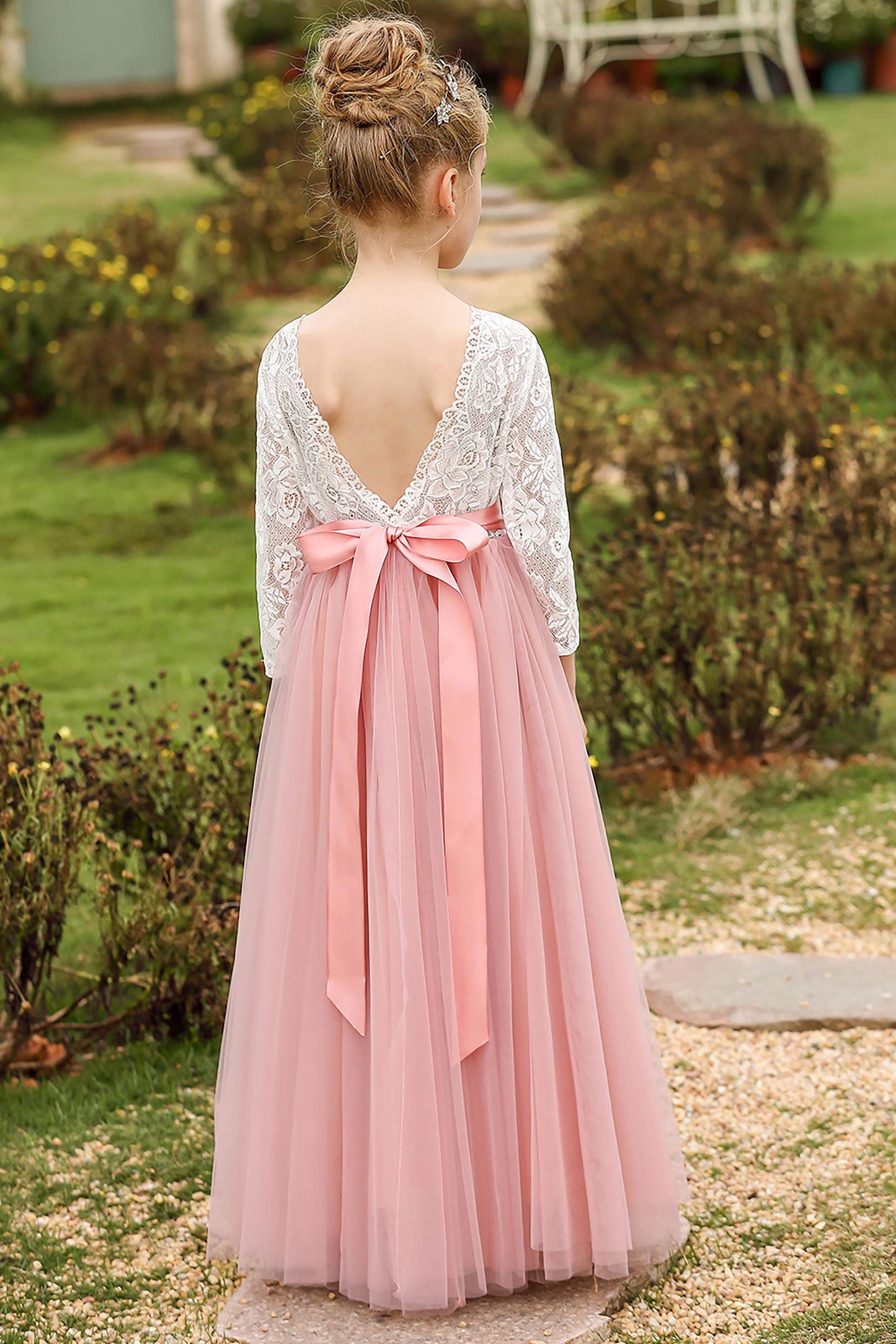 A-Line Floor Length Tulle Lace Flower Girl Dress CF0270