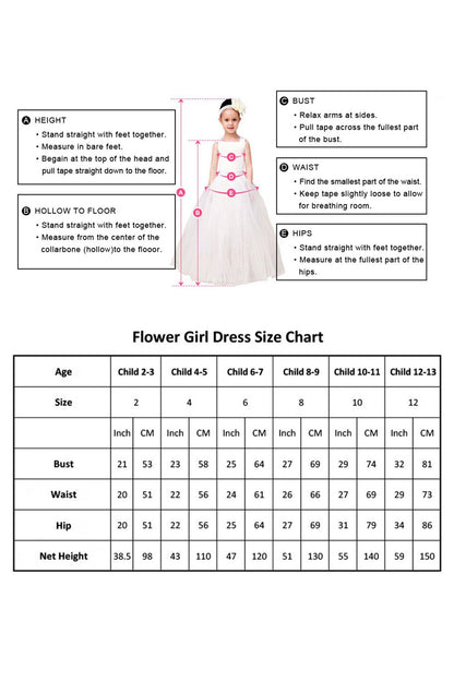 A-Line Floor Length Tulle Lace Flower Girl Dress CF0280