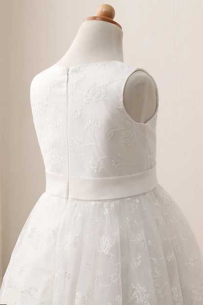 A-Line Tea Length Lace Flower Girl Dress CF0287