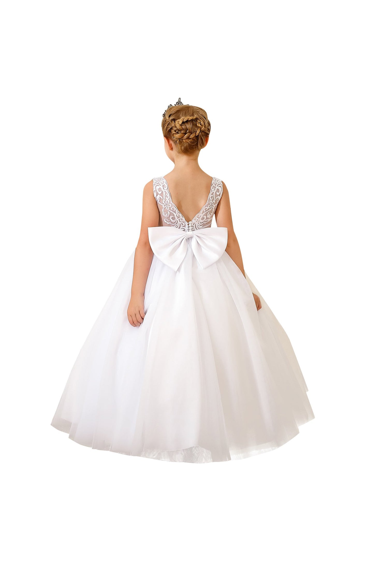 A-Line Floor Length Tulle Lace Flower Girl Dress CF0289