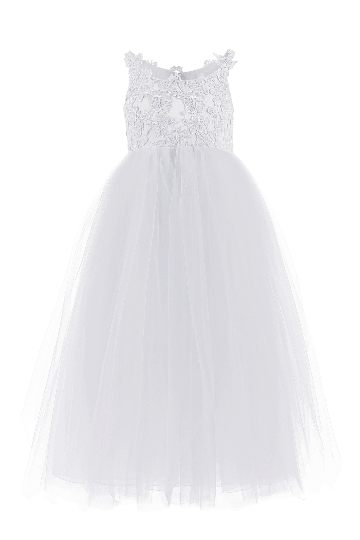 A-Line Floor Length Tulle Lace Flower Girl Dress CF0291