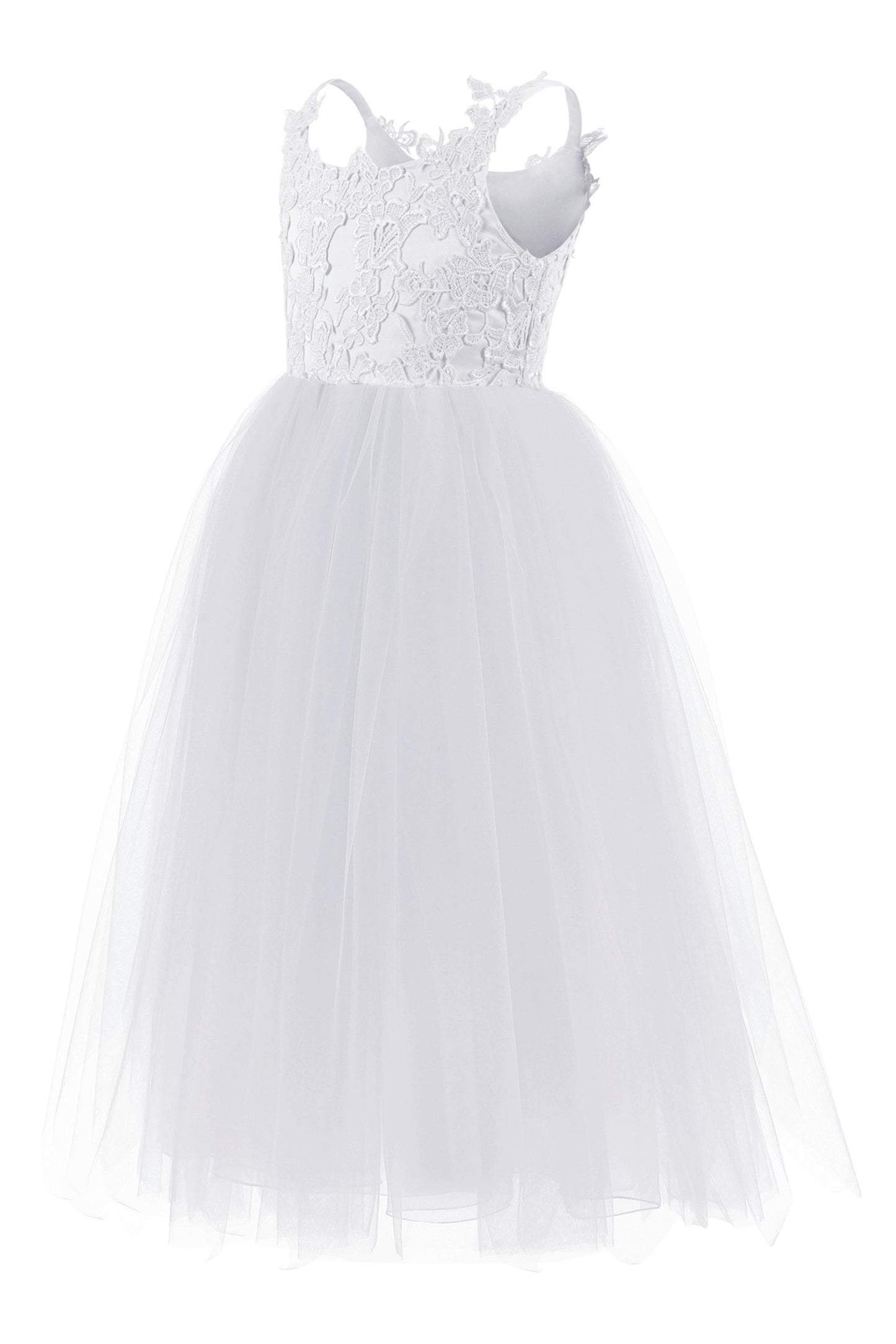 A-Line Floor Length Tulle Lace Flower Girl Dress CF0291