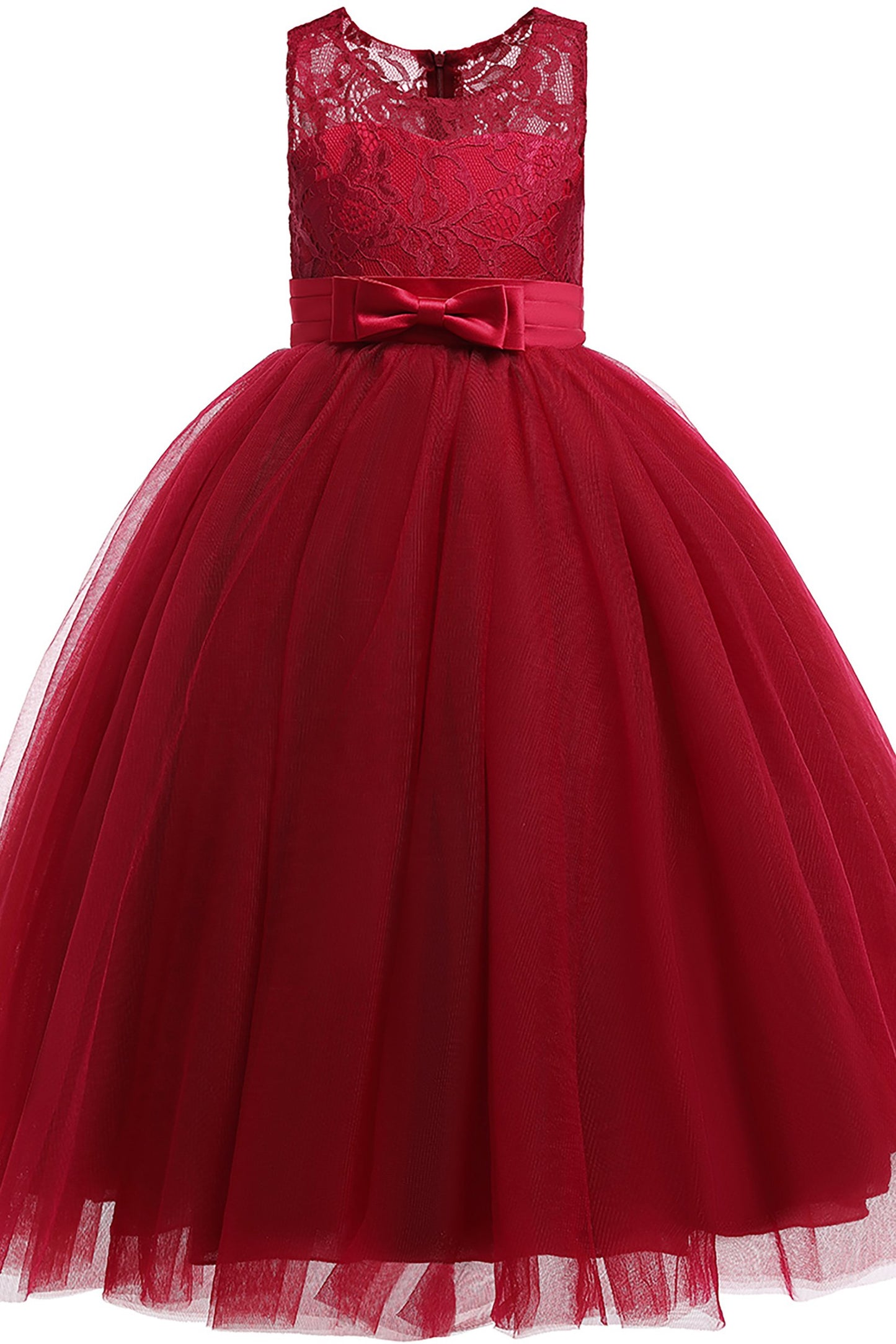 A-Line Floor Length Tulle Lace Flower Girl Dress CF0298