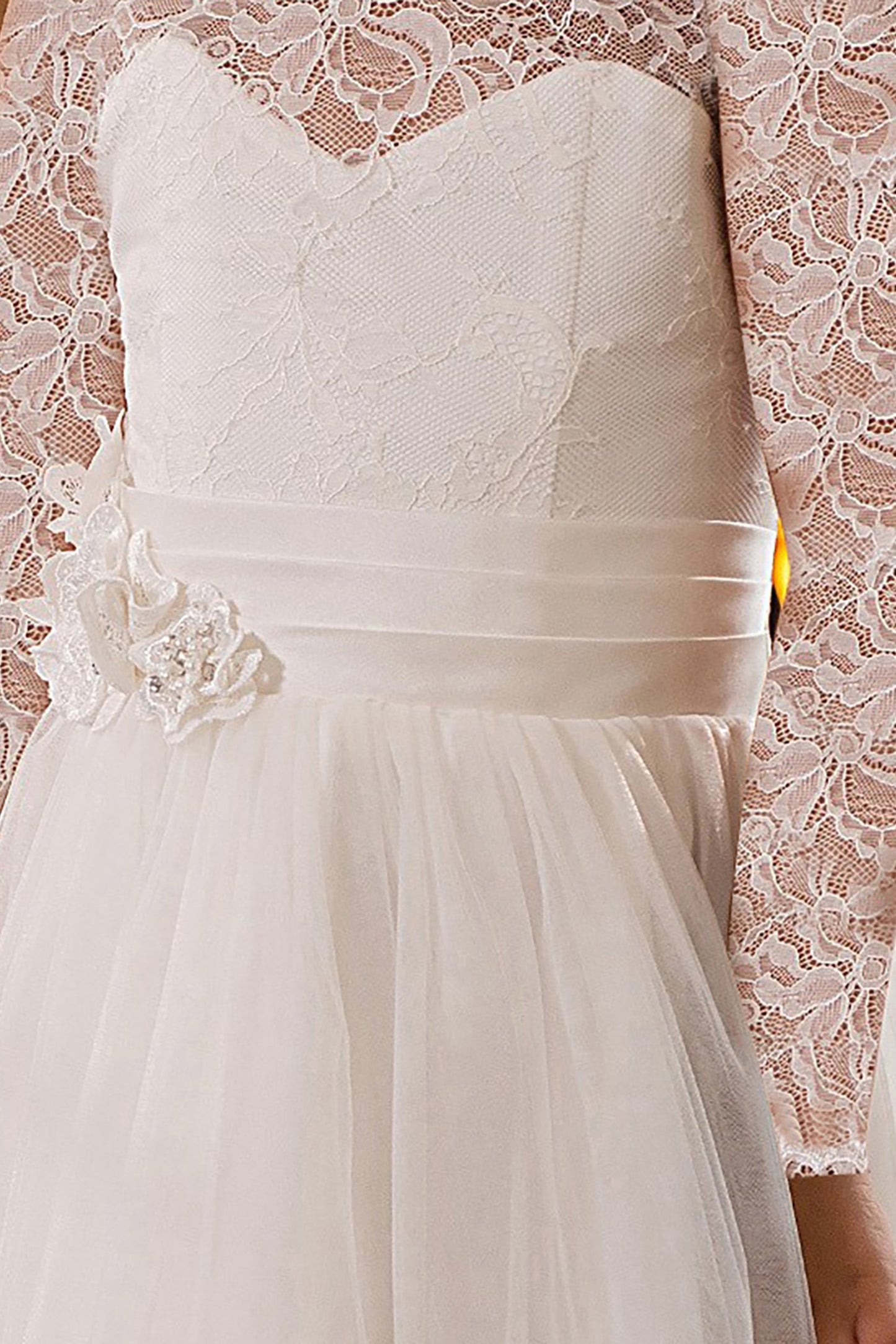 A-Line Floor Length Tulle Lace Flower Girl Dress CF0298