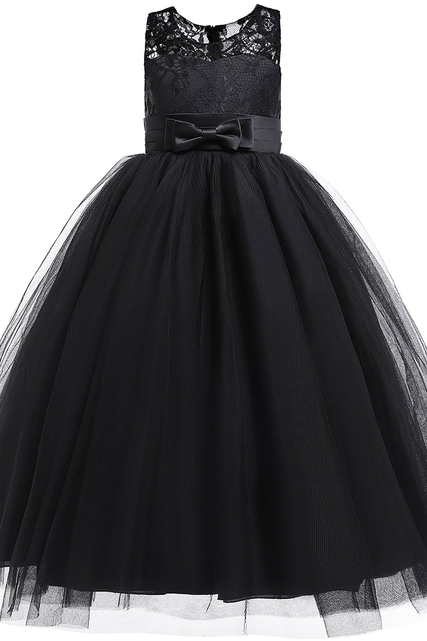 A-Line Floor Length Tulle Lace Flower Girl Dress CF0298