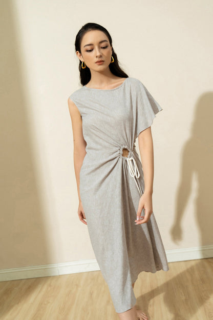 A-Line Tea Length Linen Dress CG0090