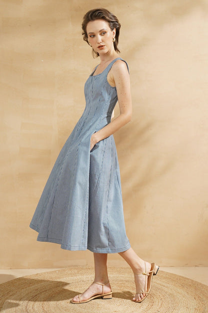 A-Line Tea Length Khaki Dress CG0092