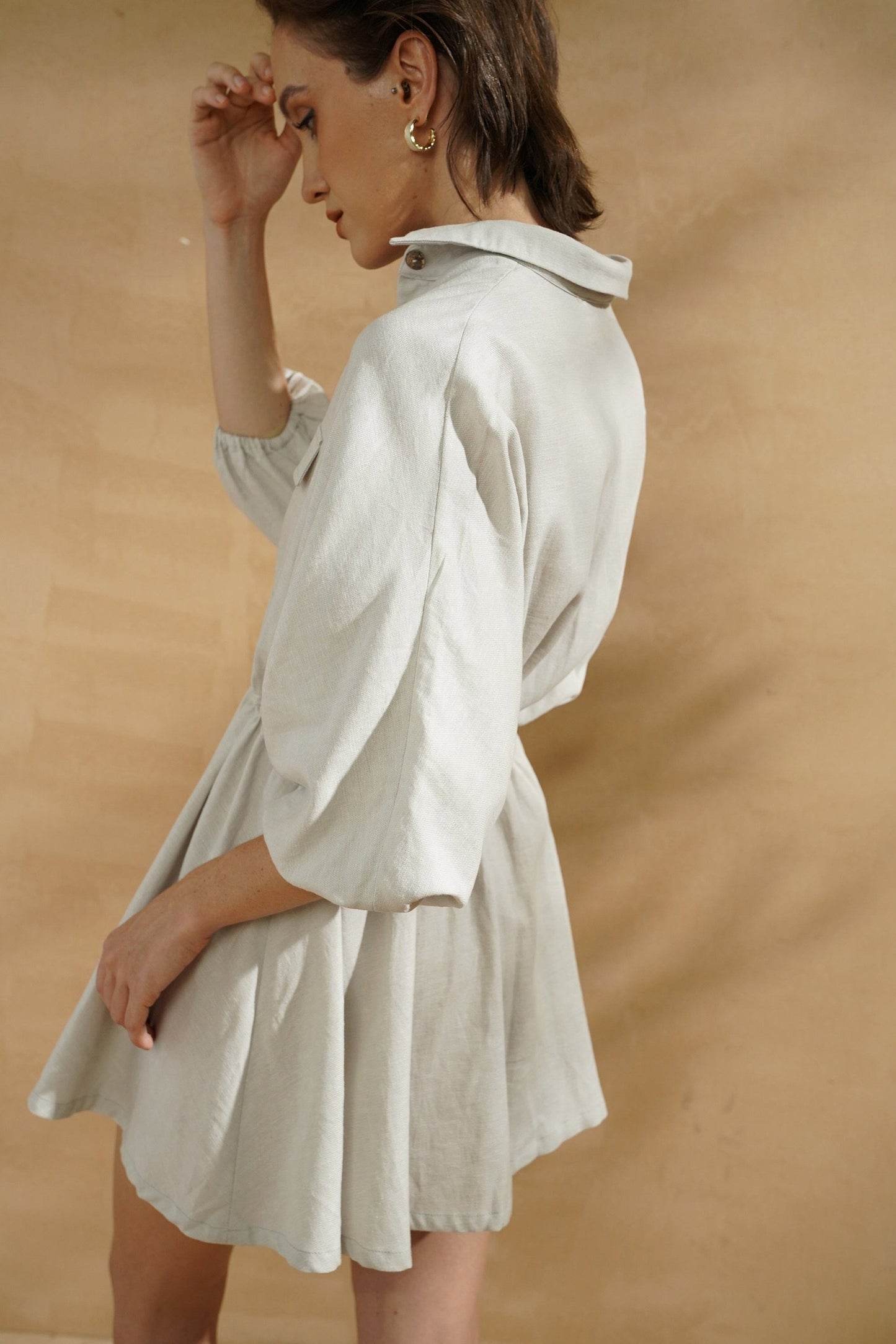 A-Line Short-Mini Linen Dress CG0093