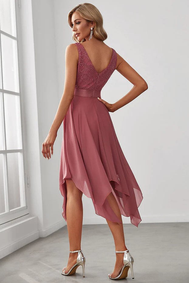 Asymmetrical Knee Length Chiffon Dress CG0263