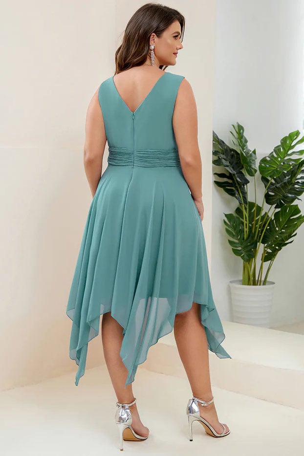 Asymmetrical Knee Length Chiffon Dress CG0266