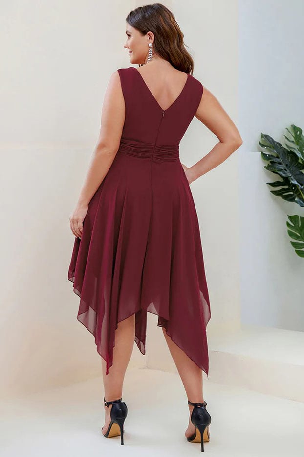 Asymmetrical Knee Length Chiffon Dress CG0266