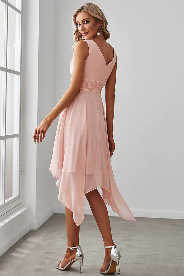 Asymmetrical Knee Length Chiffon Dress CG0266