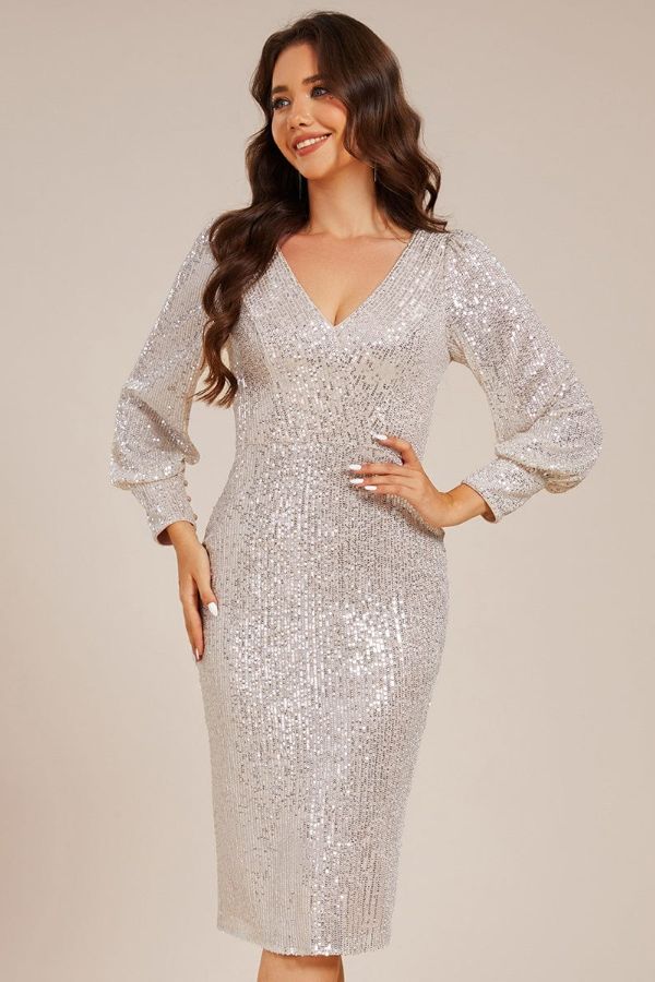 Sheath-Column Midi Sequined Dress CG0269