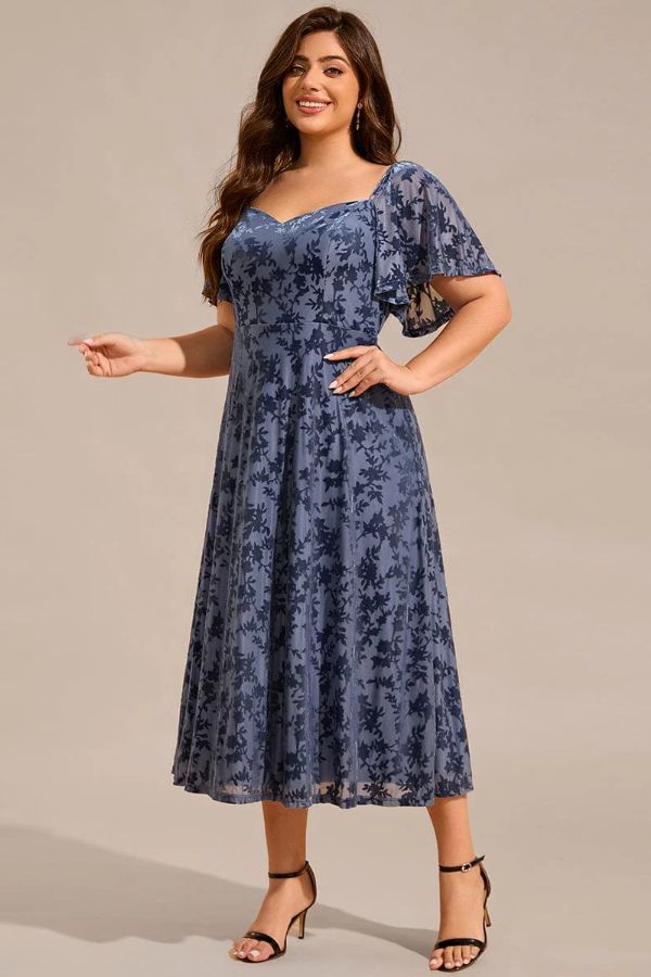 A-Line Midi Comprises Velvet Dress CG0270