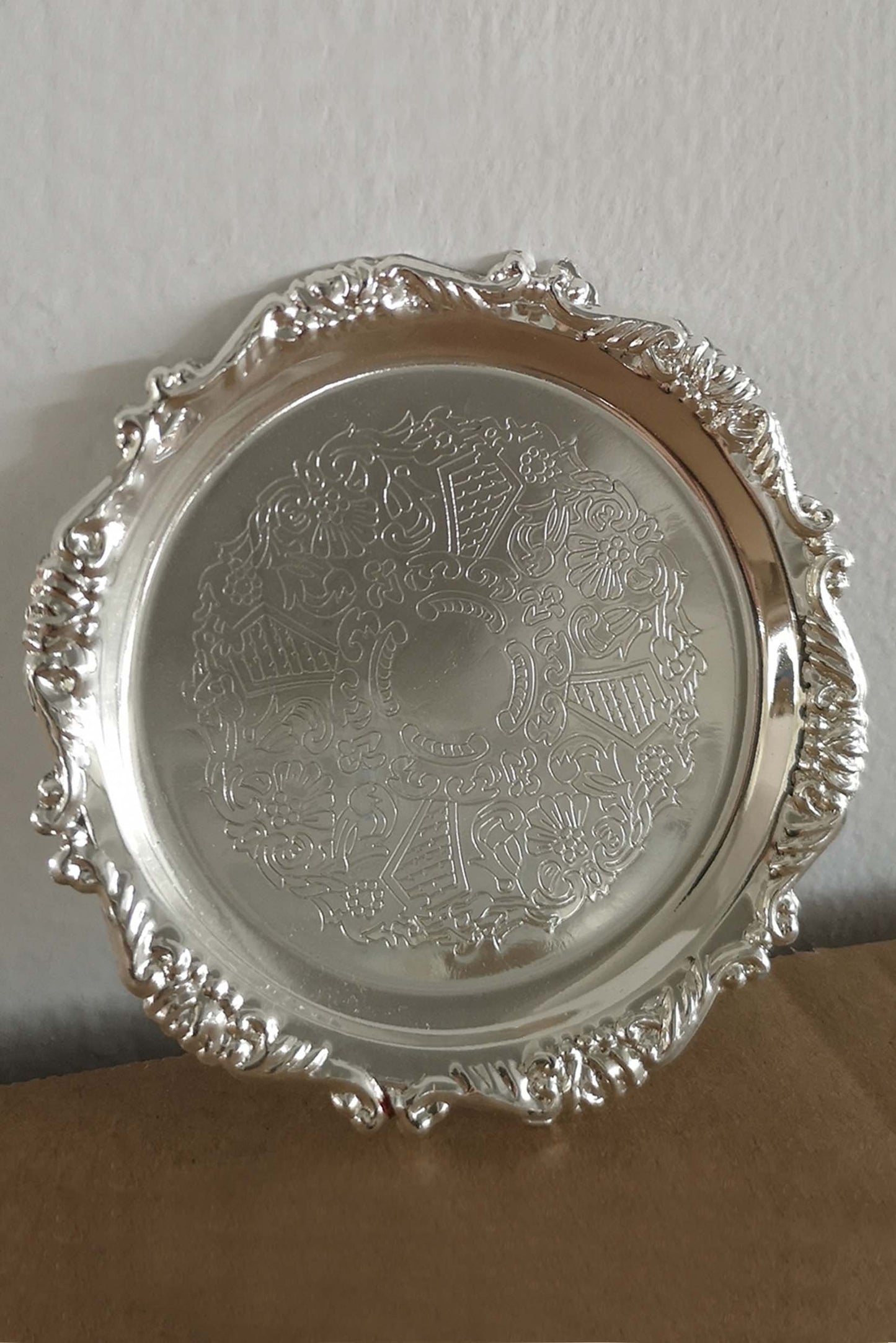 Small Round Silver Ornate Trinket Dish 3.9in CGF0097 (Set of 6 pcs)