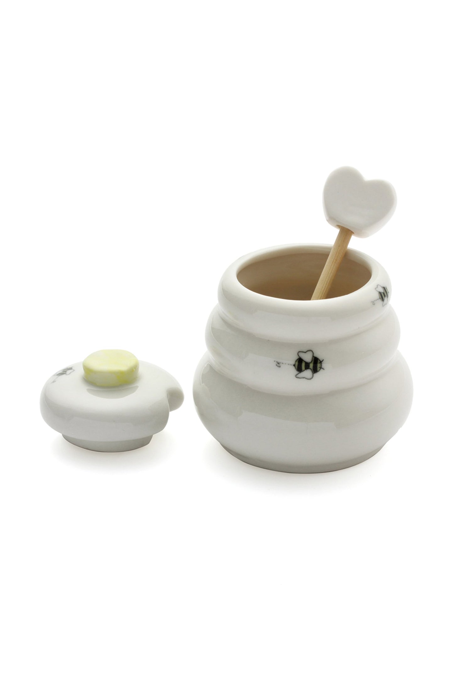 Sweet As Can Bee Ceramic Honey Jar Pot with Wooden Dipper CGF0167 (Set of 6 pcs)