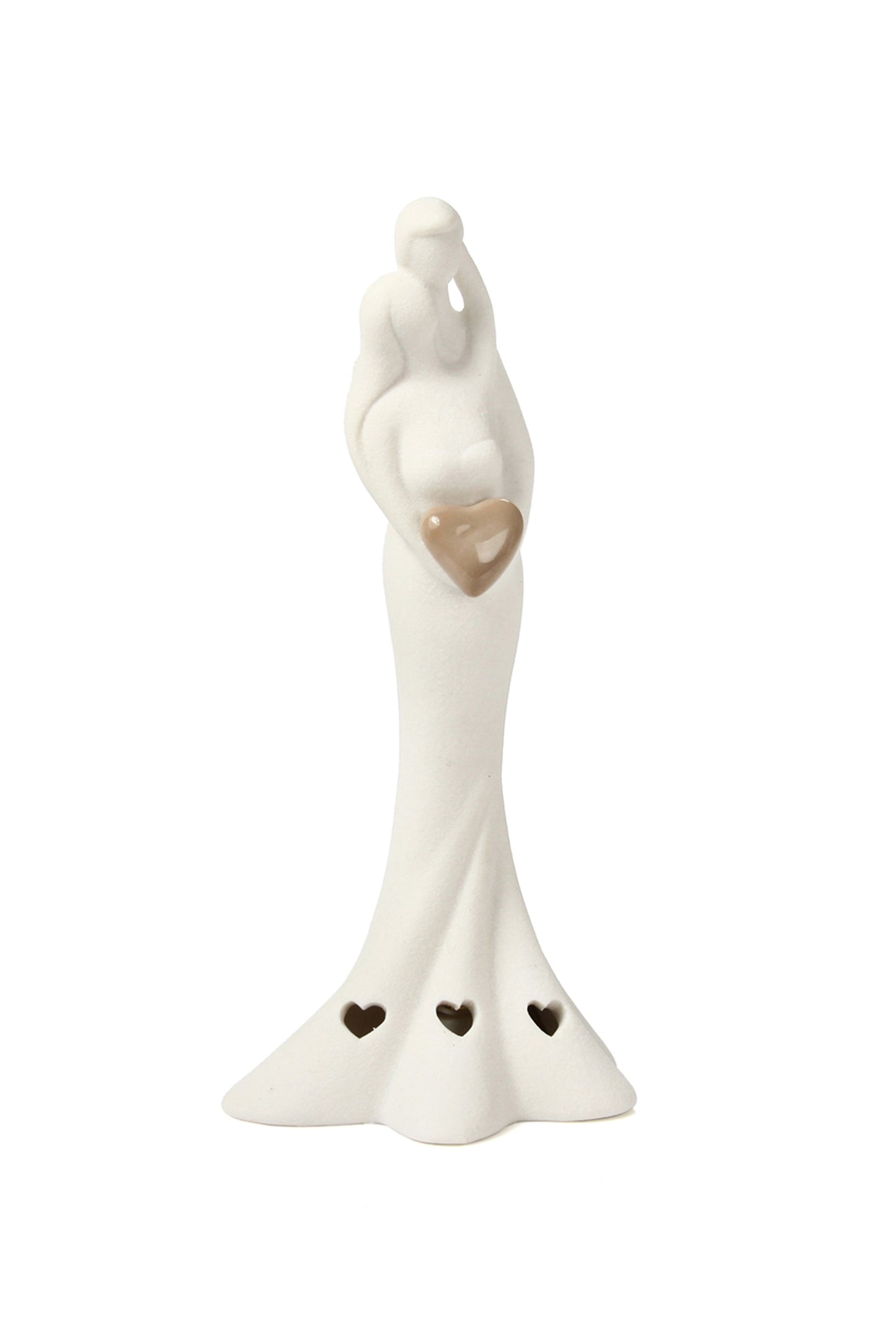 White Hand-Sculpted Ceramic Grained Wedding Couple Lighted Figurine 6.9Inch CGF0199 (Set of 1 pcs)