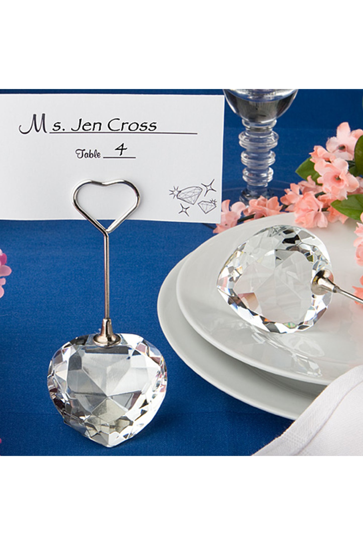 Crystal Heart Design Place Card Holder CGF0223 (Set of 6 pcs)