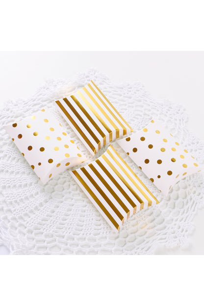 White and Gold Pillow Favor Box es CGF0240 (Set of 12 pcs)