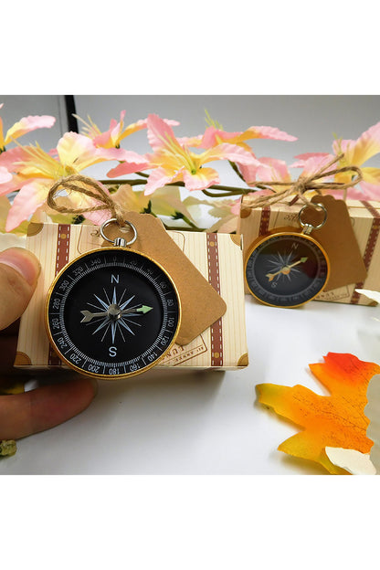 Vintage Suitcase Design Favor Box with Compass CGF0245 (Set of 12 pcs)