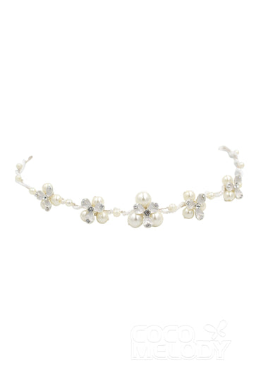 Alloy Headbands with Imitation Pearl and Rhinestone CH0162