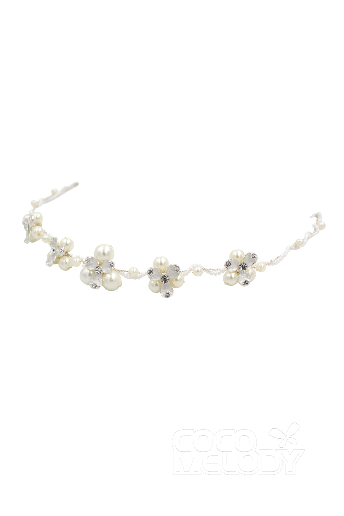 Alloy Headbands with Imitation Pearl and Rhinestone CH0162