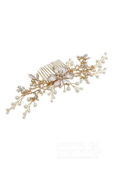 Alloy Hair Combs with Imitation Pearl CH0194