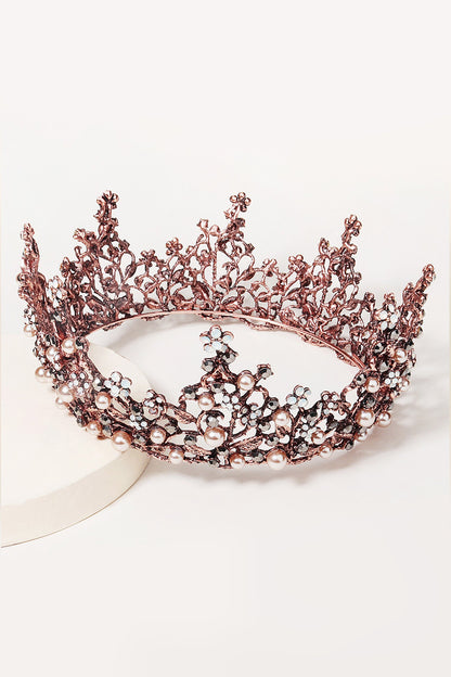 Alloy Tiaras with Imitation Pearl Rhinestone CH0402