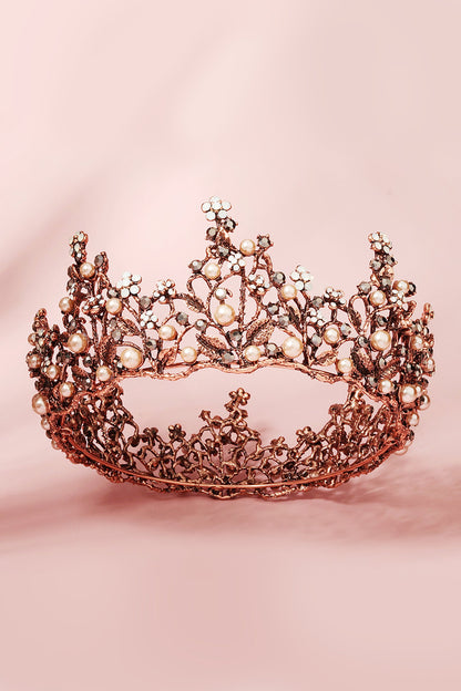 Alloy Tiaras with Imitation Pearl Rhinestone CH0402