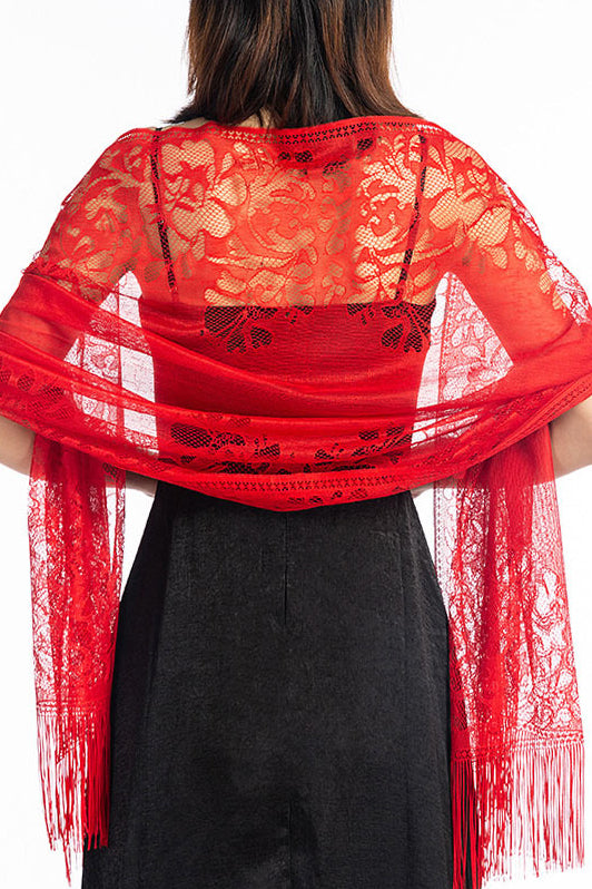 Lace Shawl with Tassels CJ0101