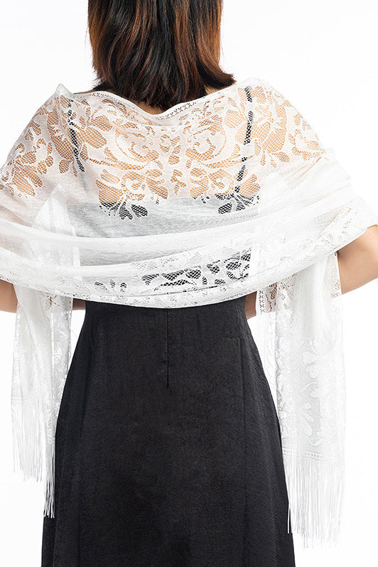 Lace Shawl with Tassels CJ0101