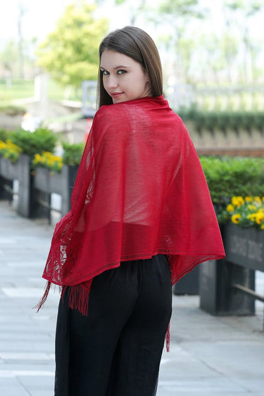 Lace Shawl with Tassels CJ0107