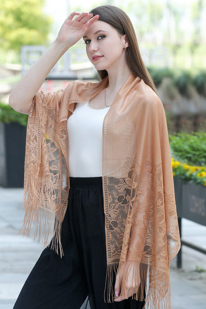 Lace Shawl with Tassels CJ0107