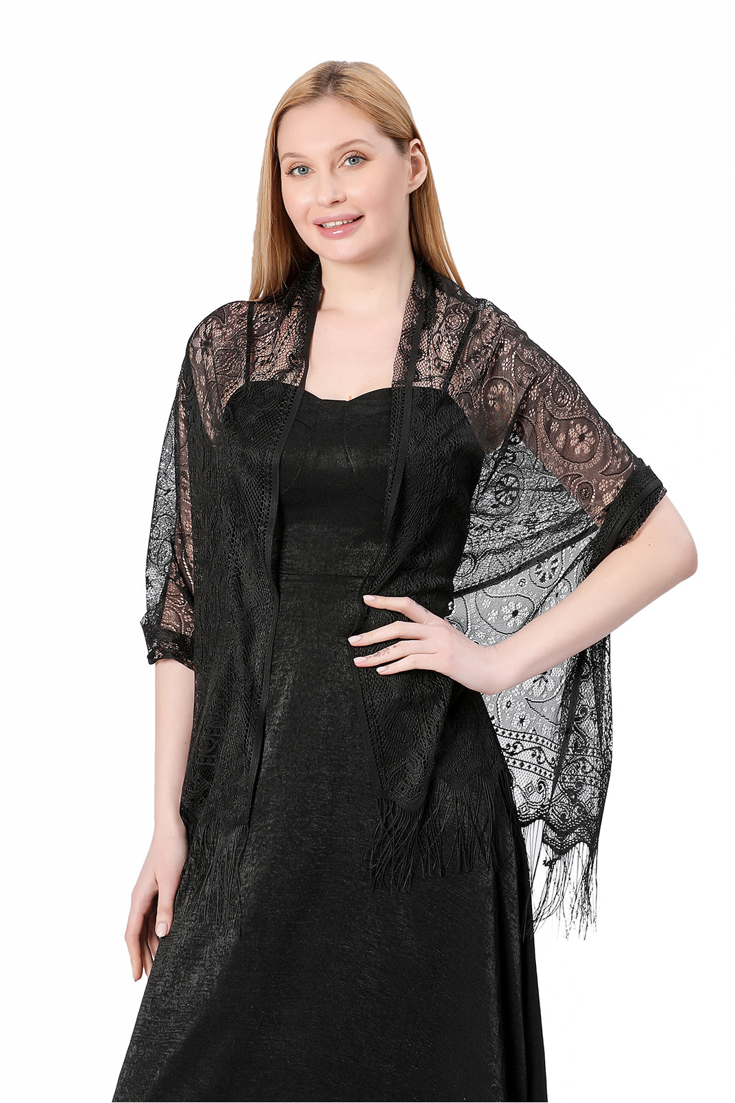 Lace Shawl with Tassels CJ0110