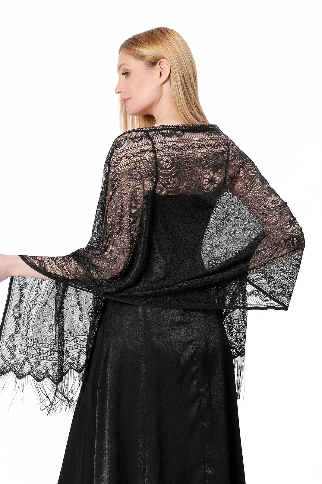 Lace Shawl with Tassels CJ0110