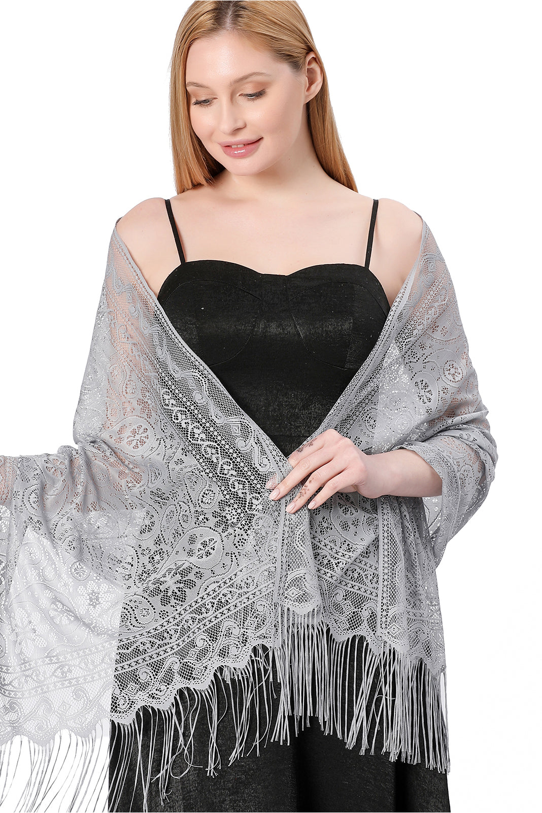 Lace Shawl with Tassels CJ0110