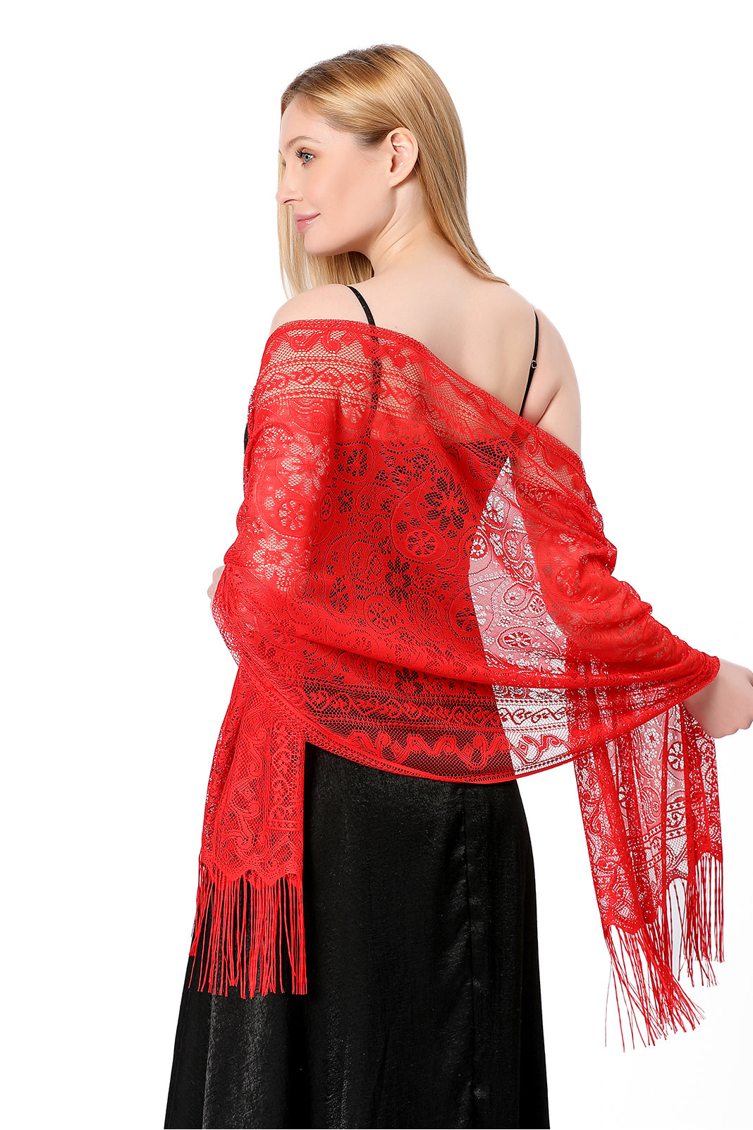 Lace Shawl with Tassels CJ0110