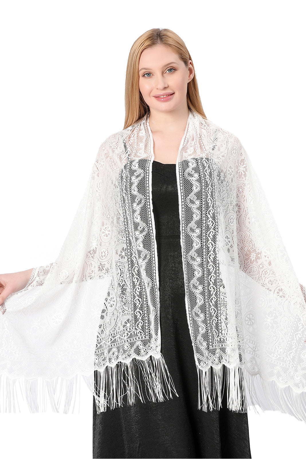 Lace Shawl with Tassels CJ0110